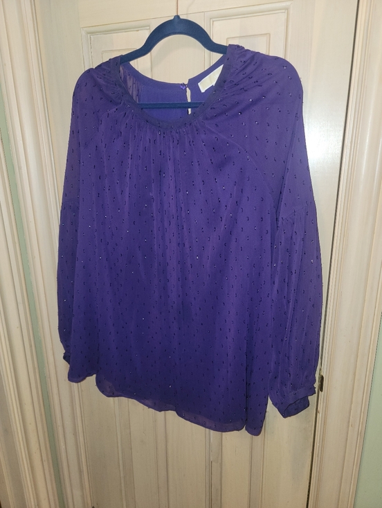 MICHAEL Michael Kors Tops - MICHAEL Michael Kors Purple Lng Sleeve Blouse with Sparkle Dot Womens Plus Sz 2X